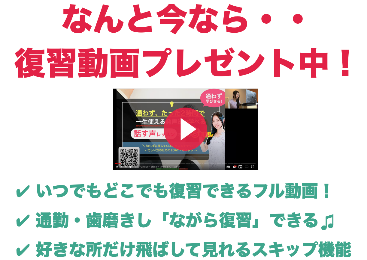 リピーター様特価【通わず1回で魅力３割増し・話す声ボイトレ】たった1回・2時間で一生使える発声法が学べる話す声レッスン（マンツーマンコース）